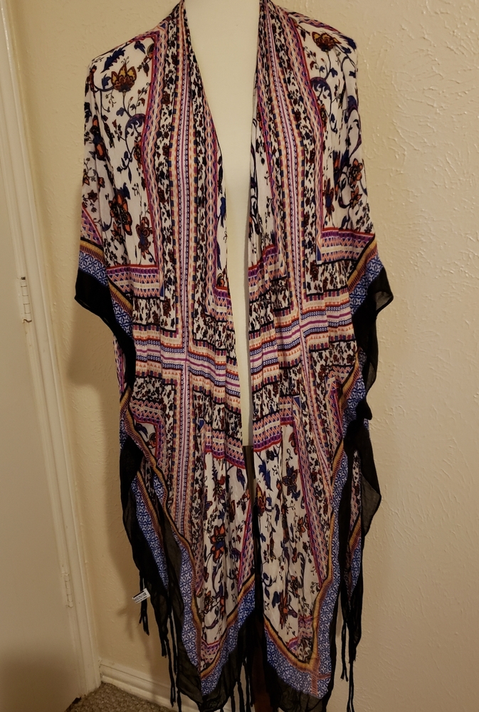 Kimono style wrap with fringe